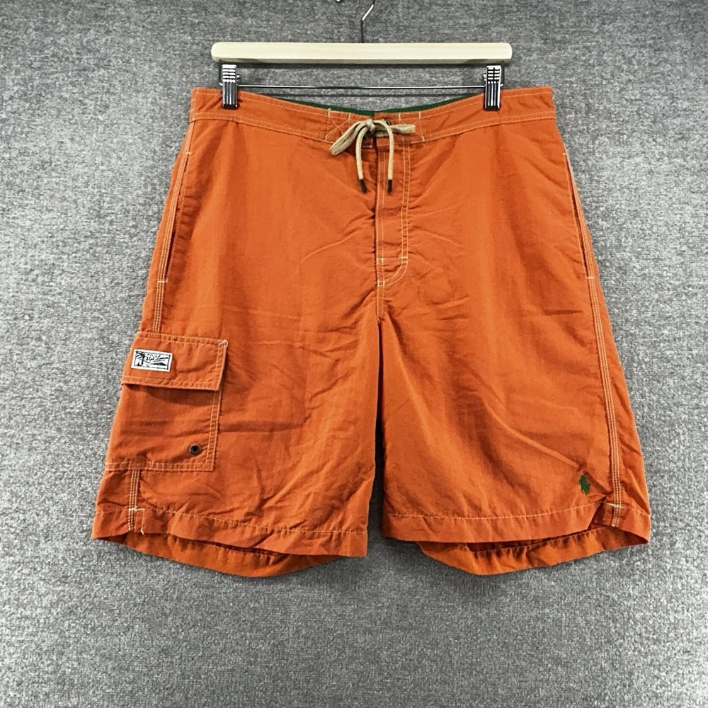 Polo Ralph Lauren Swim Trunks Men Size Medium Orange‎ Drawstrings Beach Summer